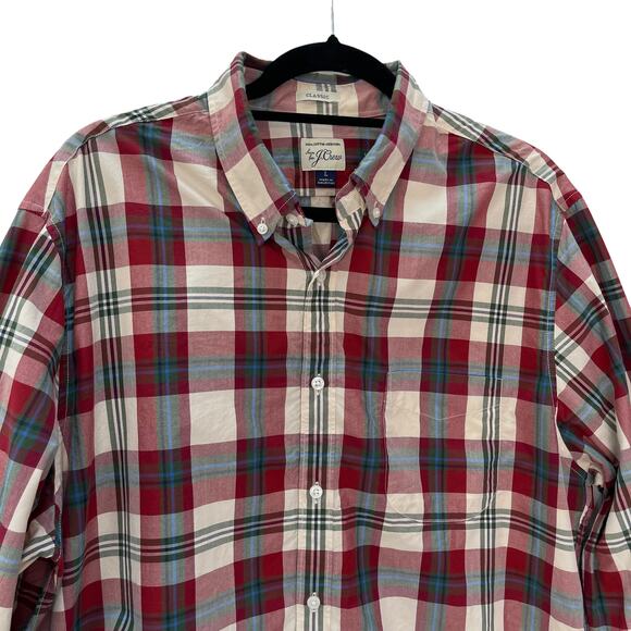 J. Crew Classic Men's Button Down Shirt Large Cotton Madras Plaid Long Sleeve - Picture 1 of 7